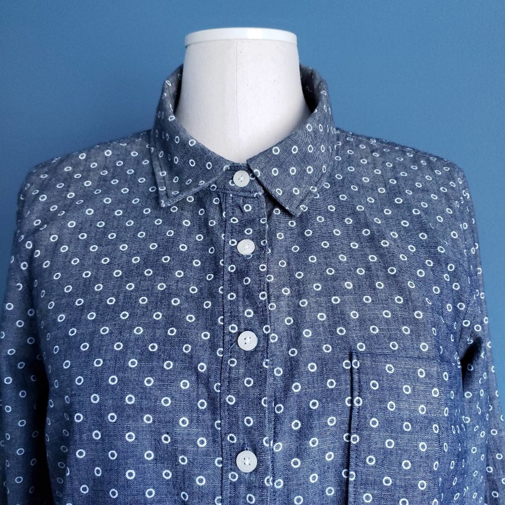 J. Crew Factory Polka Dot Print Popover Top - Picture 2 of 8